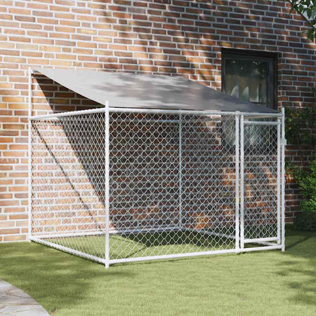 Vidaxxl hundehus med tag og dør 2x2x2 m galvaniseret stålgrå