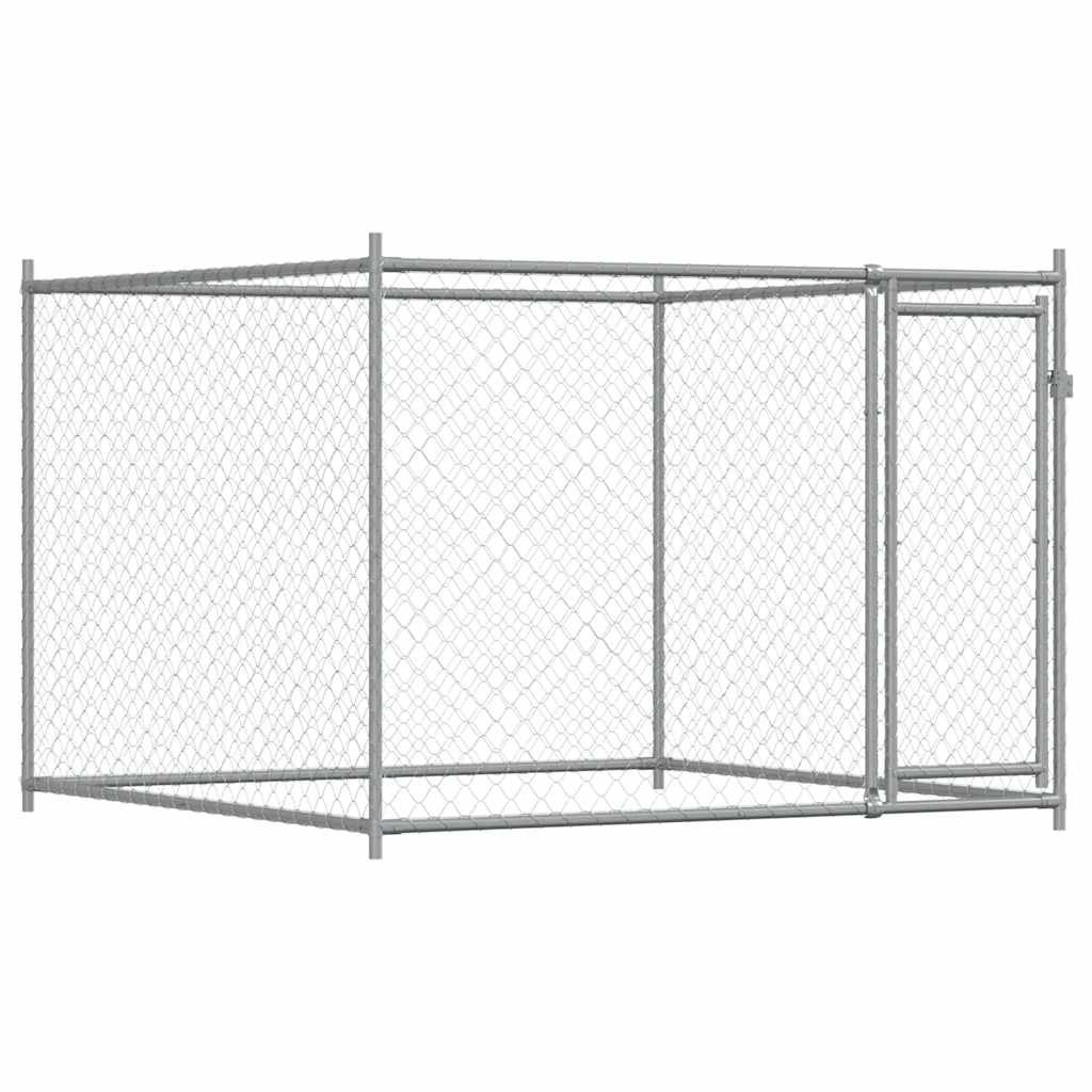 Vidaxxl hundehus med dør 2x2x1,5 m galvaniseret stålgrå
