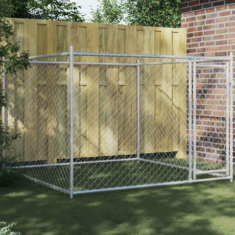 Vidaxxl hundehus med dør 2x2x1,5 m galvaniseret stålgrå