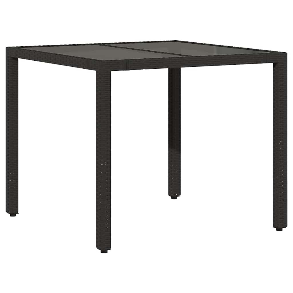 Vidaxl tuintafel met glazen blad 90x90x75 cm poly rattan