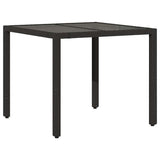 Vidaxl tuintafel met glazen blad 90x90x75 cm poly rattan