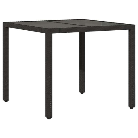 Vidaxl tuintafel met glazen blad 90x90x75 cm poly rattan