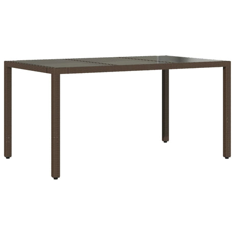 Vidaxl tuintafel met glazen blad 150x90x75 cm poly rattan bruin