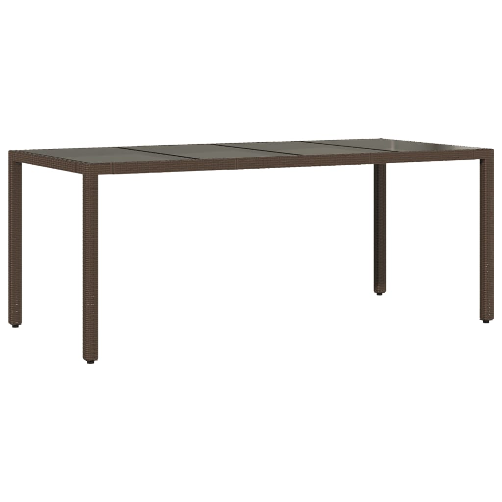 Vidaxl tuintafel met glazen blad 190x90x75 cm poly rattan bruin
