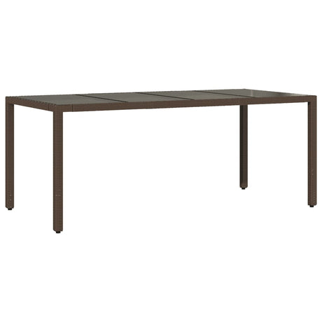Vidaxl tuintafel met glazen blad 190x90x75 cm poly rattan bruin