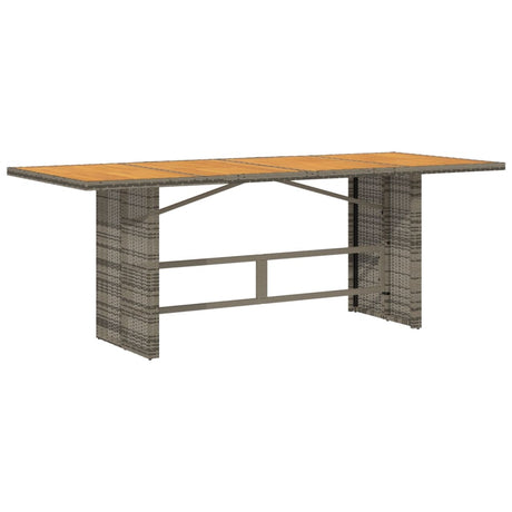 Vidaxl tuintafel met acaciahouten blad 190x80x75 cm poly rattan grijs