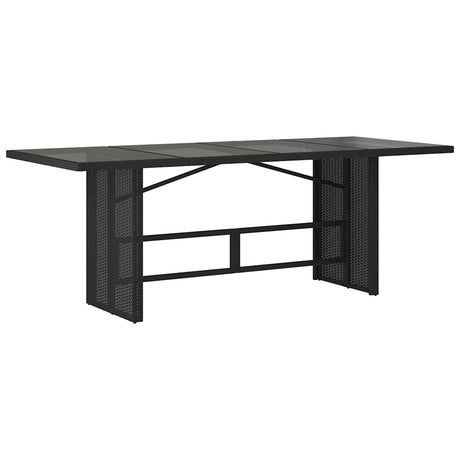 Vidaxl tuintafel met glazen blad 190x80x75 cm poly rattan zwart