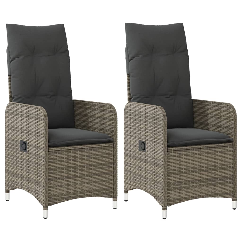 Vidaxl tuinstoelen 2 st verstelbaar met kussens poly rattan grijs