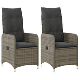 Vidaxl tuinstoelen 2 st verstelbaar met kussens poly rattan grijs