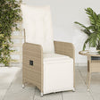 Vidaxl tuinstoel verstelbaar met kussens poly rattan beige