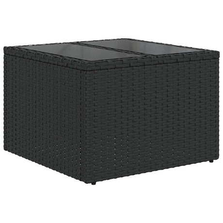 Vidaxl tuintafel met glazen blad zwart 55x55x37 cm poly rattan