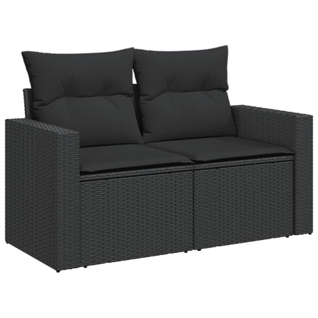 Vidaxl tuinbank met kussens 2-zits zwart poly rattan