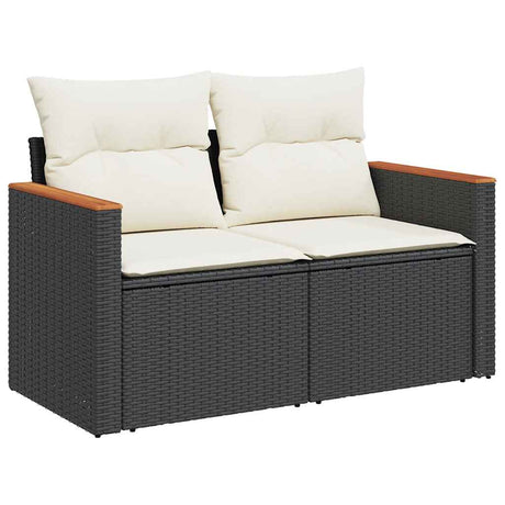 Vidaxl tuinbank 2-zits met kussens poly rattan zwart
