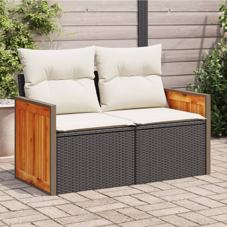 Vidaxl tuinbank 2-zits met kussens poly rattan zwart