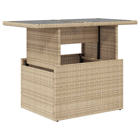 Vidaxl tuintafel met glazen blad 100x55x73 cm poly rattan beige