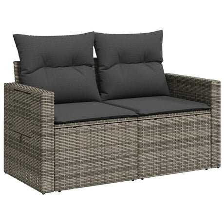 Vidaxl tuinbank 2-zits met kussens poly rattan grijs