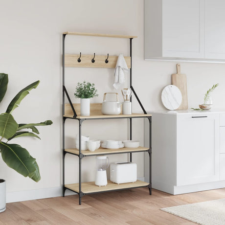 Vidaxl bagereol med kroge 4-lags forarbejdet træ sonoma eg farvet