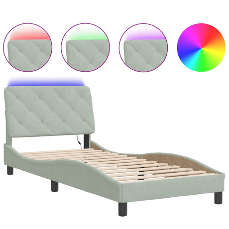 Vidaxl bedframe met led zonder matras fluweel lichtgrijs 80x200 cm