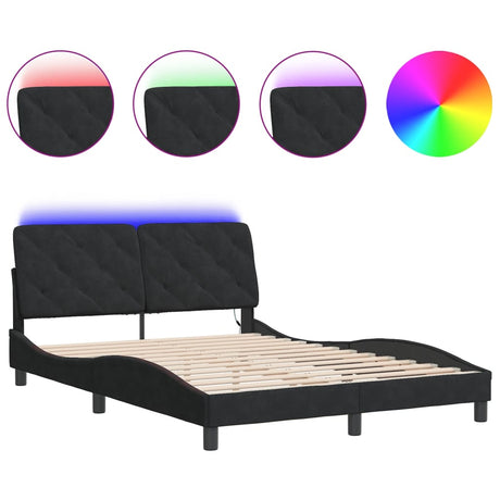 Vidaxl bedframe met led zonder matras fluweel zwart 140x190 cm