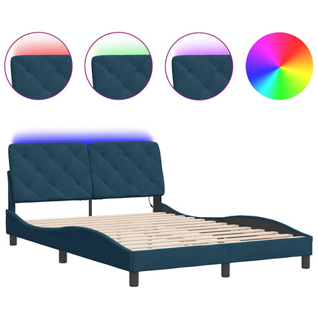 Vidaxl bedframe met led zonder matras fluweel blauw 140x190 cm