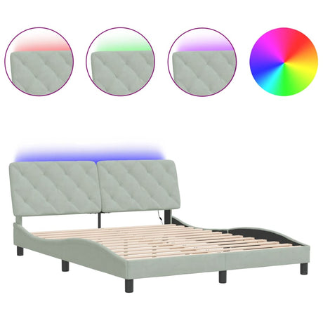 Vidaxl bedframe met led zonder matras fluweel lichtgrijs 160x200 cm