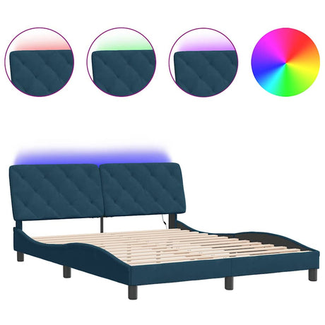 Vidaxl bedframe met led zonder matras fluweel blauw 160x200 cm