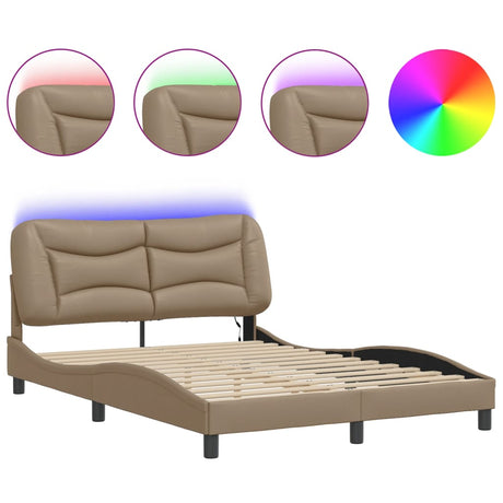 Vidaxl bedframe met led zonder matras hvar cappuccino 140x200 cm
