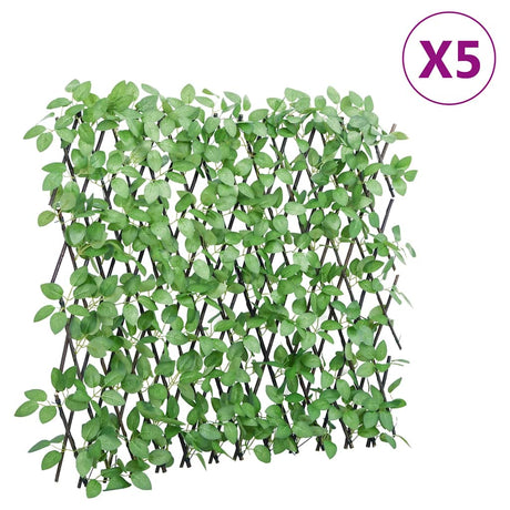 Vidaxx kunstig efeuplante på espalier 5 stk udtrækbar 180x65 cm grøn