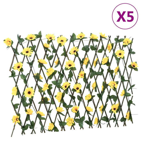 Vidaxx kunstig efeuplante på espalier 5 stk udtrækbar 180x60 cm gul