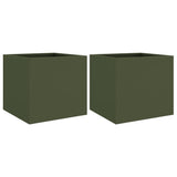 Vidaxx plantekasser 2 stk 32x30x29 cm stål olivengrøn