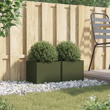 Vidaxx plantekasser 2 stk 32x30x29 cm stål olivengrøn