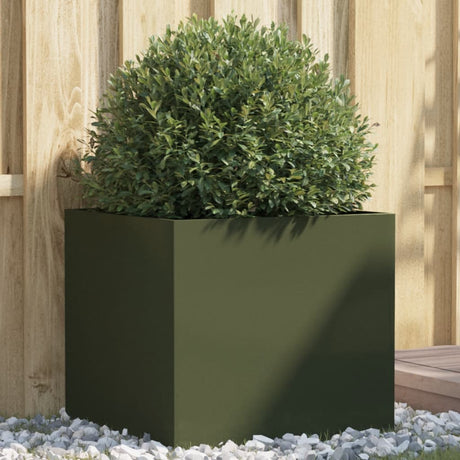 Vidaxx plantekasse 49x47x46 cm stål olivengrøn