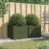 Vidaxx plantekasser 2 stk 49x47x46 cm stål olivengrøn
