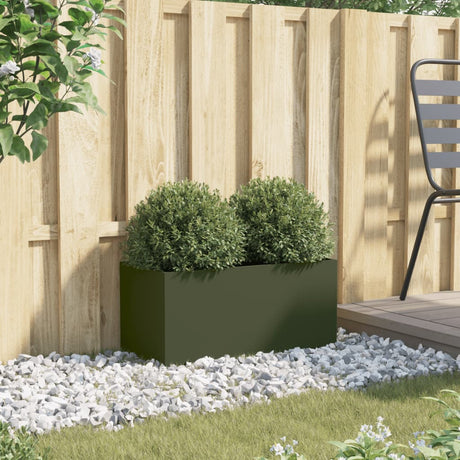 Vidaxx plantekasse 62x30x29 cm stål olivengrøn