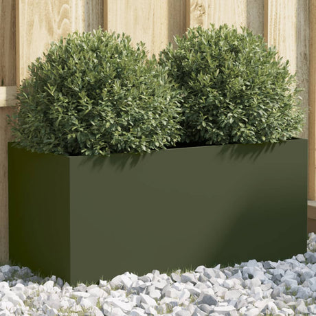 Vidaxx plantekasse 62x30x29 cm stål olivengrøn