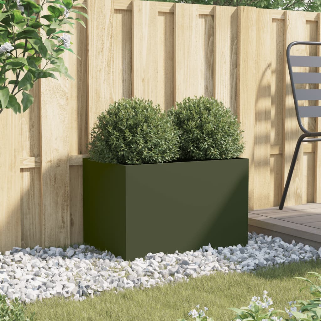 Vidaxx plantekasse 62x40x39 cm stål olivengrøn