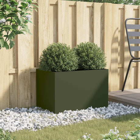 Vidaxx plantekasse 62x40x39 cm stål olivengrøn