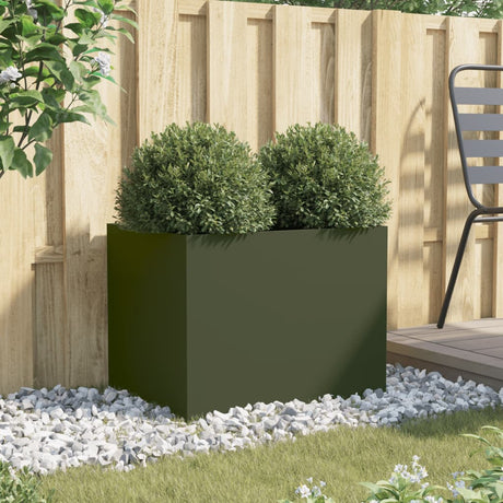 Vidaxx plantekasse 62x47x46 cm stål olivengrøn