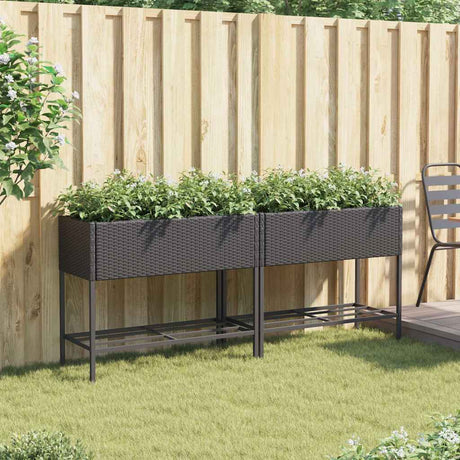 Vidaxx plantekasser med hylde 2 stk 90x40x75 polyrattan sort