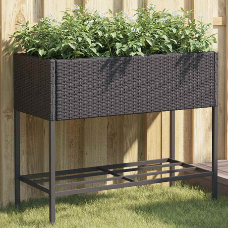 Vidaxx plantekasser med hylde 2 stk 90x40x75 polyrattan sort