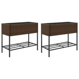 Vidaxx plantekasser med hylde 2 stk 90x40x75 polyrattan brun