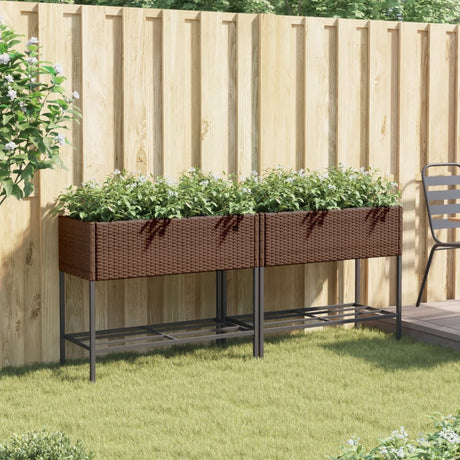 Vidaxx plantekasser med hylde 2 stk 90x40x75 polyrattan brun