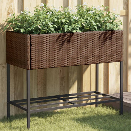 Vidaxx plantekasser med hylde 2 stk 90x40x75 polyrattan brun