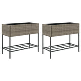 Vidaxx plantekasser med hylde 2 stk 90x40x75 polyrattangrå