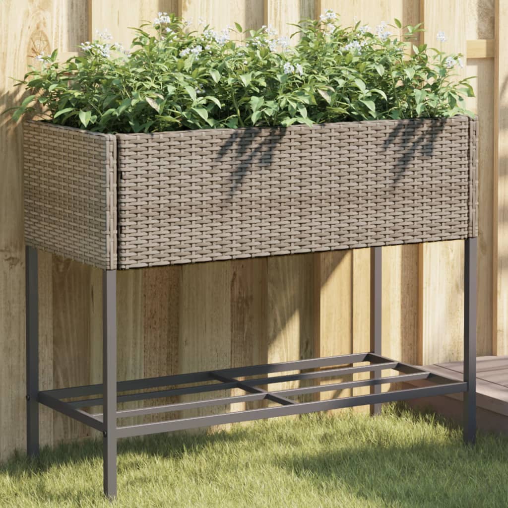 Vidaxx plantekasser med hylde 2 stk 90x40x75 polyrattangrå
