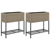 Vidaxx plantekasser med hylde 2 stk 70x28x70 polyrattangrå
