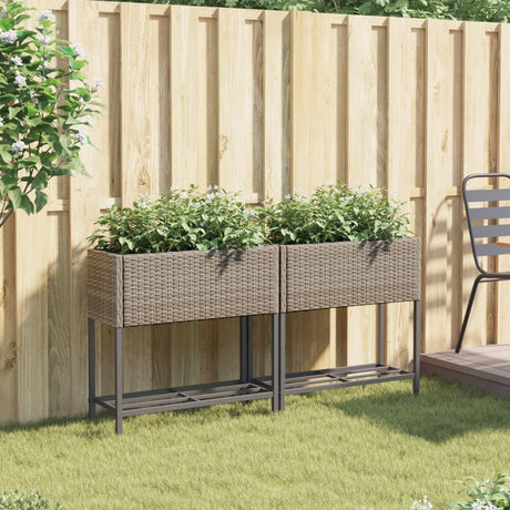Vidaxx plantekasser med hylde 2 stk 70x28x70 polyrattangrå