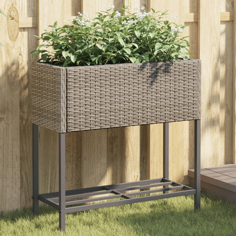Vidaxx plantekasser med hylde 2 stk 70x28x70 polyrattangrå