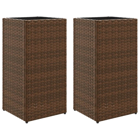 Vidaxx plantekasser 2 stk 30x30x60 cm polyrattan brun
