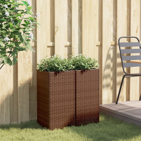 Vidaxx plantekasser 2 stk 30x30x60 cm polyrattan brun